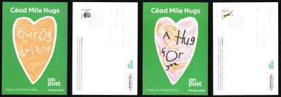 2022 Ireland An Post Adam King A Hug for you Postcard with definitive stamps tied 17th March 2022 (St Patrick's Day)
