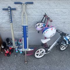 Balance bike scooter roller-skates garage sale!!