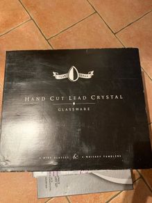 Hand cut Lead Crystal 4 wine glasses+ 4 whiskey tumblers