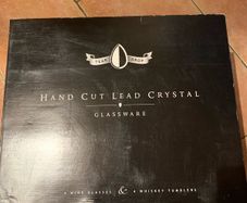 Hand cut Lead Crystal 4 wine glasses+ 4 whiskey tumblers