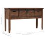 Console Table Solid Fir Wood 131x35.5x75 cm Brown Image 10
