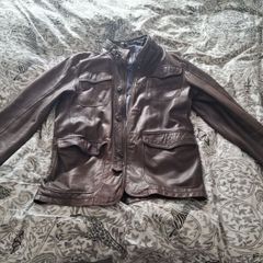 Massimo Dutti brown leather jacket