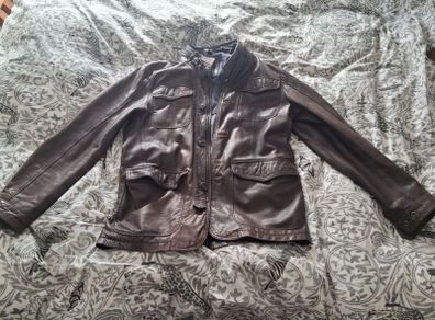 Massimo Dutti brown leather jacket