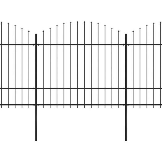 Garden Fence with Spear Top Steel (1.5-1.75)x6.8 m Black