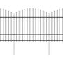 Garden Fence with Spear Top Steel (1.5-1.75)x6.8 m Black Image 2