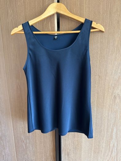 Uniqlo navy satin tank top size M (10-12)