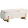 Storage stool with storage, Bench with foam padding, Linen-look, 111 x 44 x 44.5 cm, Cream White Image 5