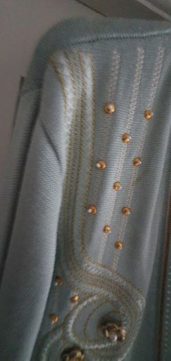 VINTAGE Stephen mint and gold cardigan Sz 16