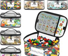 6 Pack Clear Toy Storage Bags, Storage Bags with Zipper, Clear PVC Toy Kids Organiser for Building Blocks, Puzzles, Clay, Small Models, Board Games, Books (6 Pack-L)