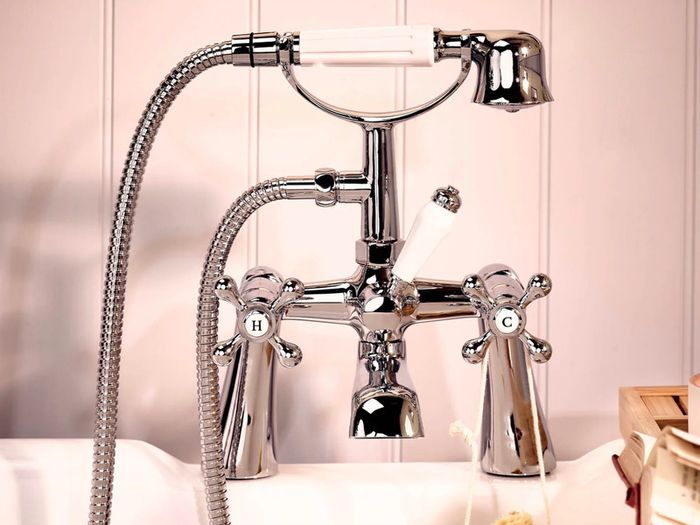 Traditional Victorian Tudor Bath Shower Mixer Tap | Chrome