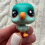Littlest Pet Shop LPS Hasbro Pewter Aqua Teal Lucky Parakeet Lucky Pets Fortune Cookie: Wave 4 Used Please look at the pictures Image 2