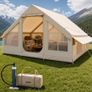 Inflatable Tents for Camping, 5-8 Person Easy Setup Blow up Tent with Hand Pump, 300D Oxford Glamping Tent with Stove Jack 2 Doors & 4 Mesh Windows, Storage Bag Included for Easy Taking Image 2