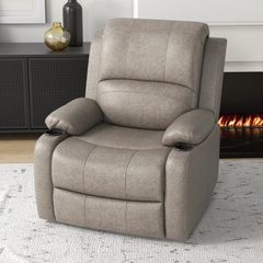 Recliner Armchair, Microfibre Reclining Chair with Adjustable Leg Rest, Cup Holder, for Home Living Room, Brown