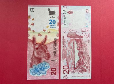Argentina  20 Pesos  2017  ( Uncirculated ) Vertical.