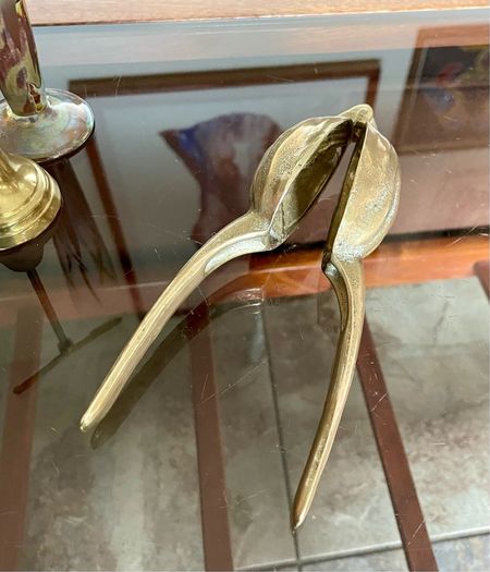 Vintage Solid Brass Walnut Nutcracker Mid Century Brass Kitchen Decor