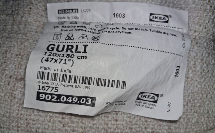 Brand Ikea Gurli Throw- Colour - White  & Beige - Size - 180cm x 120cm