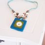 Necklace with Square Pendant and Coloured Beads Image 2