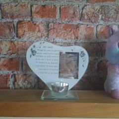 heart shaped candle/photo holder