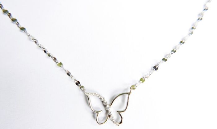 Vintage 925 Sterling Silver Butterfly Women's Pendant Necklace length 14" - 2g