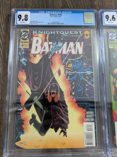 Batman Issue 508 + 509 Cgc 9.8 Graded Comic Books Azrael Knightfall Knightquest Marvel DC