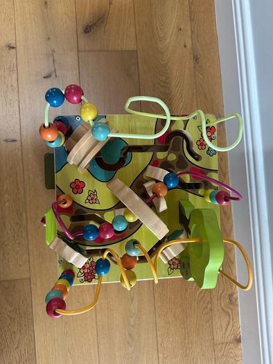 Wooden activity center, wooden building blocks