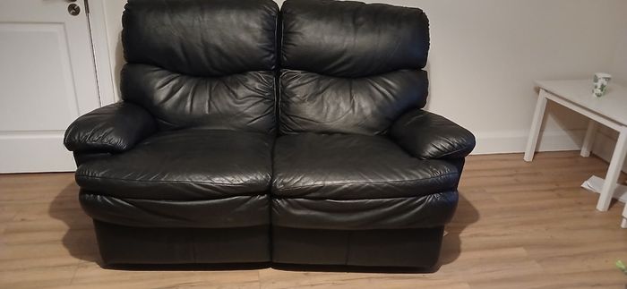 Rubelli black Italian leather 2-seater recliner sofa