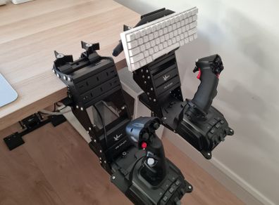 PRO Flight Sim setup - VKB Gladiator NXT EVO Joysticks, T-Rudder Pedals and Table holders