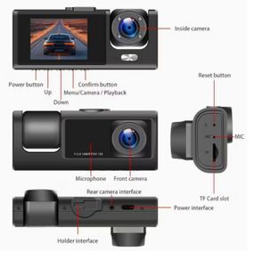 Dash Cam Front & Rear with Suction Cup Mount, Front 1080P & Rear 720P Car DVR