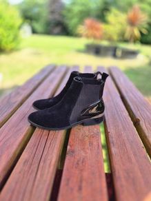 River Island Black Suede and Patent Ankle Boots UK5, EU38