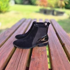 River Island Black Suede and Patent Ankle Boots UK5, EU38