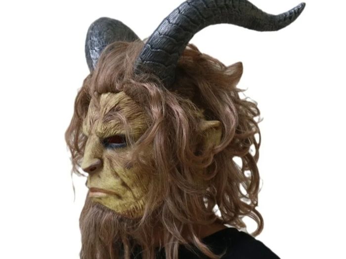 Beauty and the beast halloween latex mask with hair.