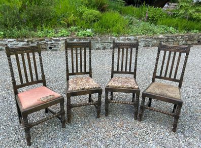 Oak dining chairs x 4