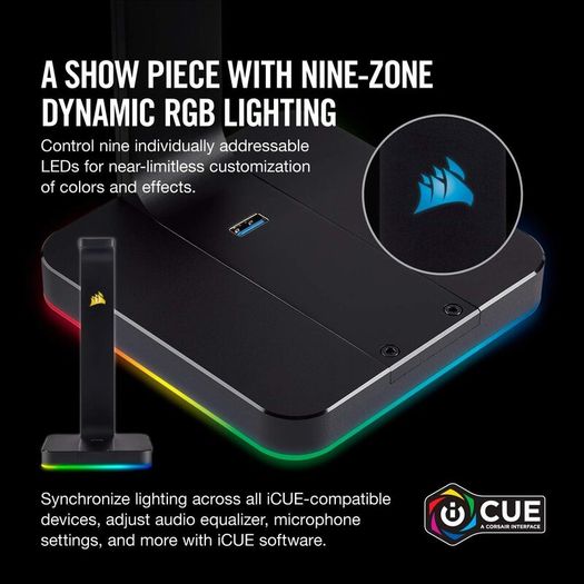 ST100 RGB Premium Headset Stand with 7.1 Surround Sound