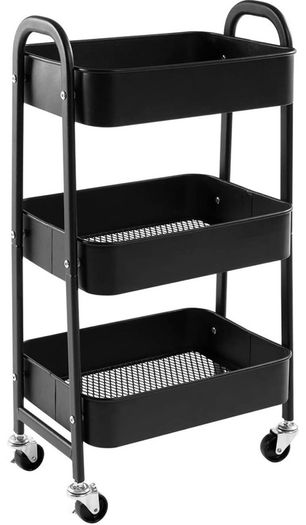 Cart 3 Tier Metal Utility Cart Rolling Trolley Organizer Cart with Wheels for Kitchen Makeup Bathroom Office MULTIPLE COLOURS AVAILABLE, (FREE POSTAGE)