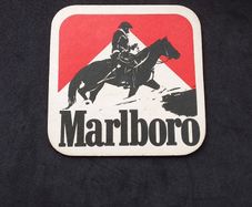 Marlboro Cigarette Beer Mat/Coaster - Featuring The Iconic Marlboro Man Logo ( Cowboy on Horseback )
