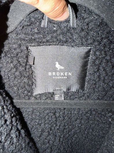 Broken Standard Sherpa Lined Black Denim Jacket M Unisex