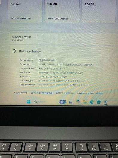Lenovo Laptop i3 pro 10gen 8/256 windows 11
