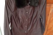 Ladies Brown Jacket detachable collar Size 10