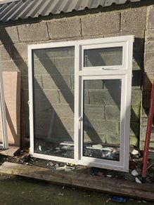 White triple glazed window painted black outside perfect working order 1360 wide 1580 high