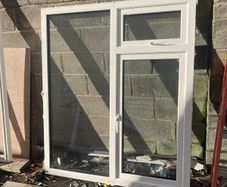 White triple glazed window painted black outside perfect working order 1360 wide 1580 high