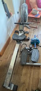 rowing machine, ab roller & stepper