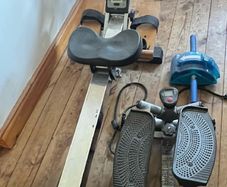 rowing machine, ab roller & stepper