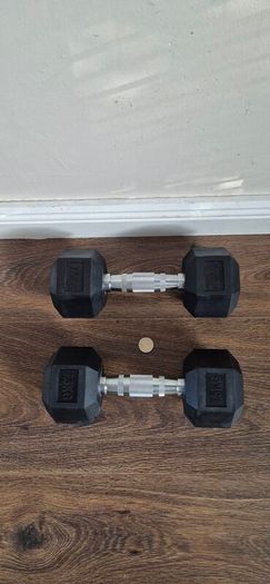 2 sets of used hexagonal dumbbells