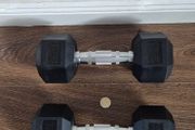two by 7.5kilo hexagonol dumbbells used