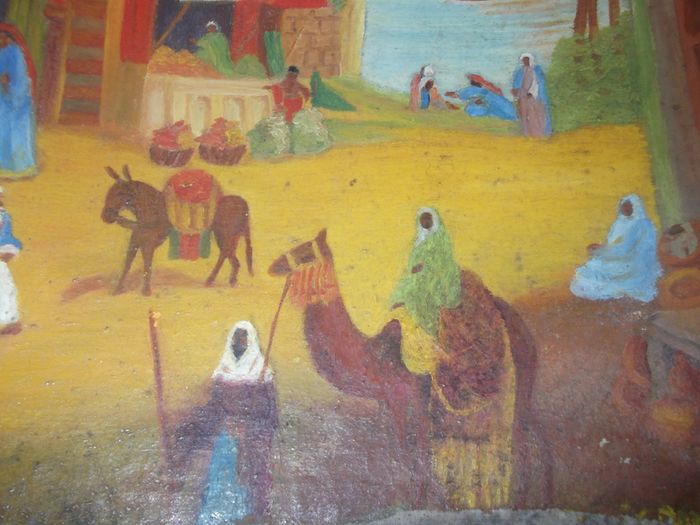 a vintage oil painting on canvas board