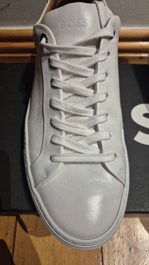 Hugo boss white leather trainers