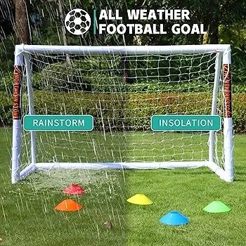Ultimate All Weather uPVC Football Goal 6ft x 4ft Garden Portable Football Goals 70mm Thick PVC Goal Posts + Football Net Integrated Locking System