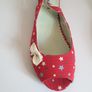 Flydoz Ladies Red Slingback Shoes With Stars & Bows New With Box Size UK4 EU37 CAN POST Image 10