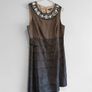 Pre Owned Next Bronze & Brown Embellished Tiered Cocktail Dress Image 2