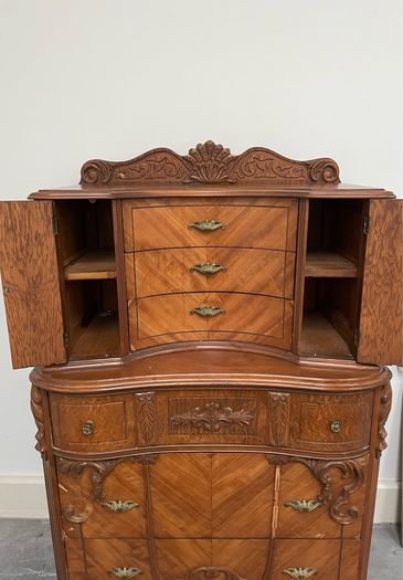 Ornate Wooden Tallboy, Highboy Storage Cabinet, 150cm